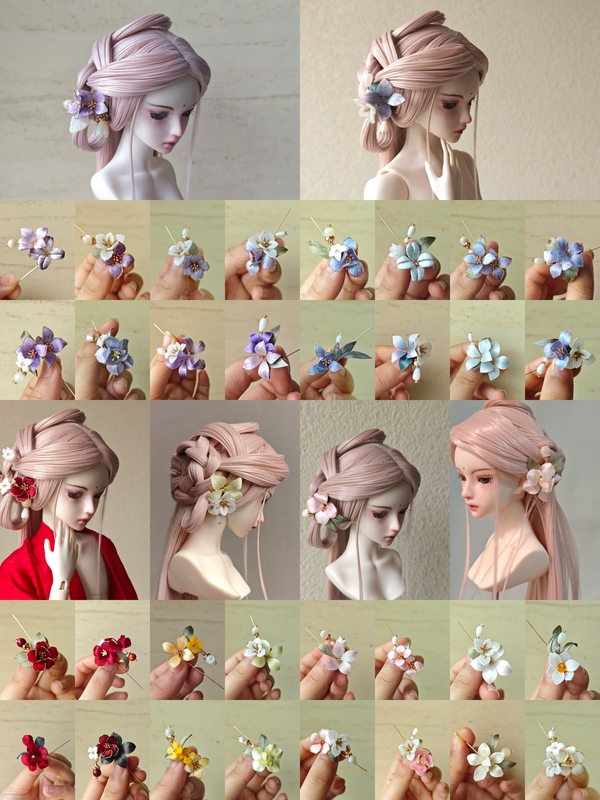 Four-Point Bjd Ancient Style Hair Accessories, Velvet Flower Entwined Flower Ornaments, Bjd Doll Headwear, Artificial Flowers, Handmade Blind Box Flowers
