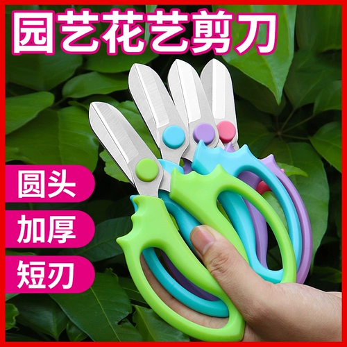 Ножницы и ветви цветов.