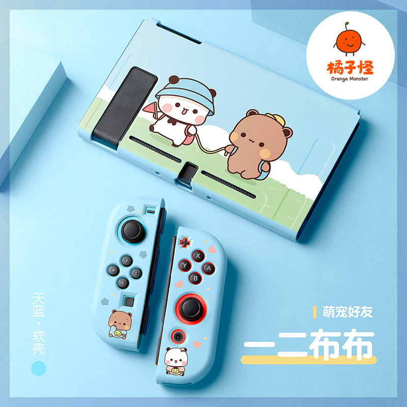 Orange Monster Nintendo Switch Protective Case Oled Shell Storage Silicone Soft Case Ns Accessories Matte Separable Integrated Controller Cover Oled Console Lite Embossed Cute Adorable Style