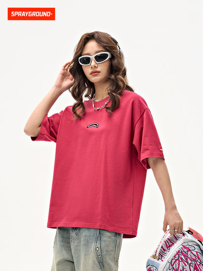 SprayGround鲨鱼嘴小标印花短袖t恤男女基础款宽松半袖体恤上衣夏