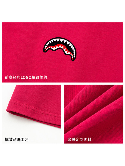 SprayGround鲨鱼嘴小标印花短袖t恤男女基础款宽松半袖体恤上衣夏