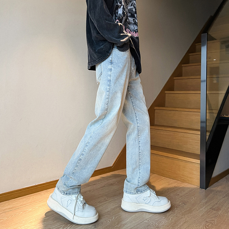American-Style Straight-Leg Jeans for Men, Spring/Summer 2026 New High-Street Trendy Brand, Loose Fit, Light-Colored, Slim-Fit, Vintage Pants for Men