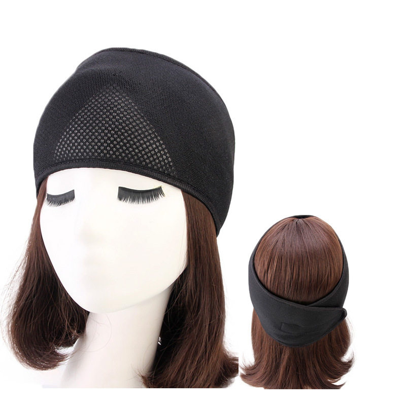 New ladies sandwich mesh wig hair with wig gRip lengthened breathable adjustable magic adhesive headband