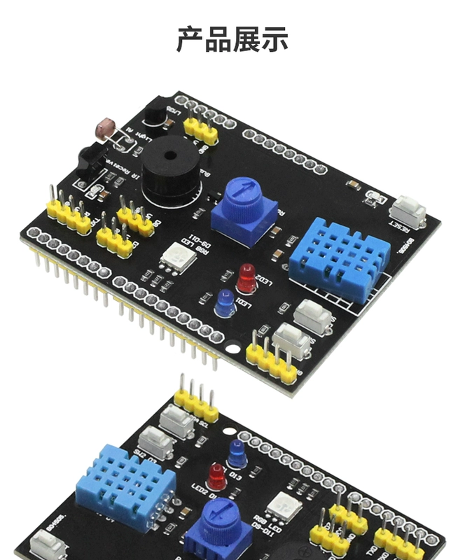 Thích hợp cho bo mạch mở rộng cảm biến Arduino UNO R3 DHT11 nhiệt độ và độ ẩm Bảng mở rộng đa chức năng 9 trong 1