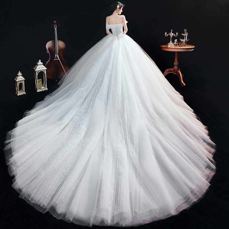 Summer advanced wedding dress for bride, french style, high-end, open shoulders Summer advanced wedding dress for bride, french style, high-end, open shoulders