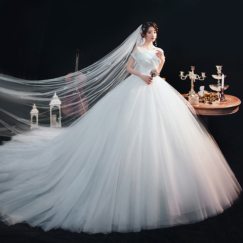 Summer advanced wedding dress for bride, french style, high-end, open shoulders Summer advanced wedding dress for bride, french style, high-end, open shoulders