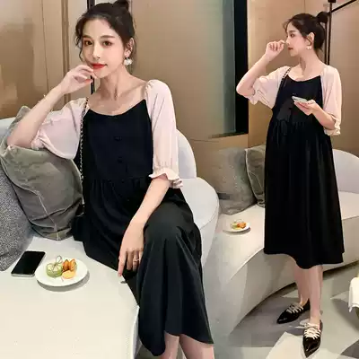 Maternity clothes summer net red fashion nursing dress medium and long version of the tide mother 2021 summer loose maternity skirt summer