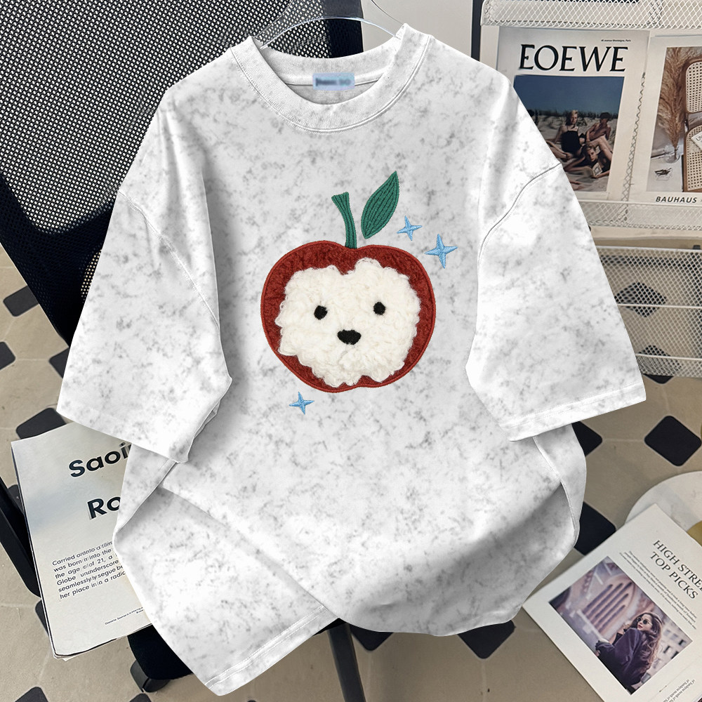 韩系新款流行扎染圆领短袖男女夏季宽松外穿显瘦时尚T恤设计上衣