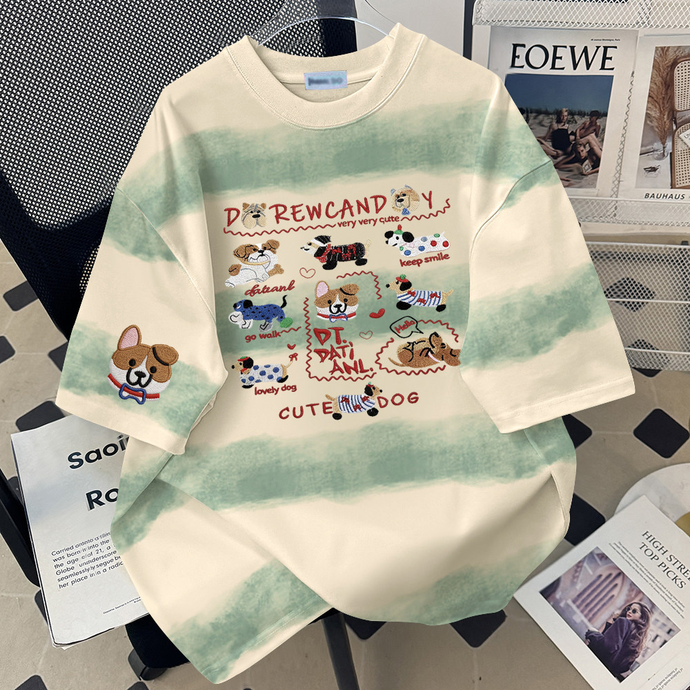 洋气短袖女装时尚休闲风百搭款扎染圆领T恤衫夏季宽松型显瘦上衣