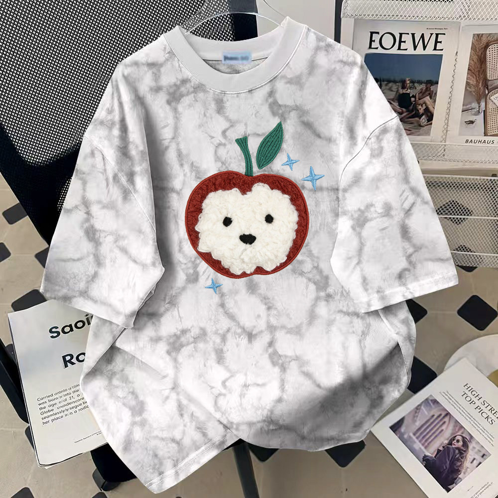 2026夏季时尚高级感扎染圆领打底衫百搭款小众设计感女装短袖T恤