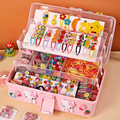 Children hair accessories storage box cute girl baby hairclip Hairband rubber band large capacity home cartoon jewelry box