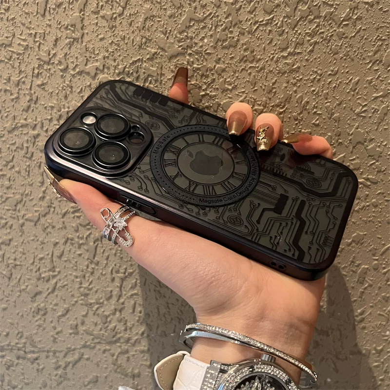 Apple, механические часы, черный iPhone 16, чехол для телефона, iPhone 15 Pro, iPhone 1, 16promax, iphone, стиль высокого качества
