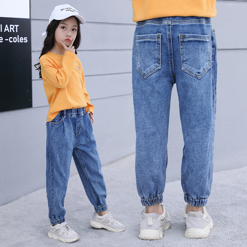 Girls yang quần jean khí mùa xuân mùa thu 3-4 đến 586 97 tuổi Hàn Quốc phiên bản loose-fitting cô bé quần âu