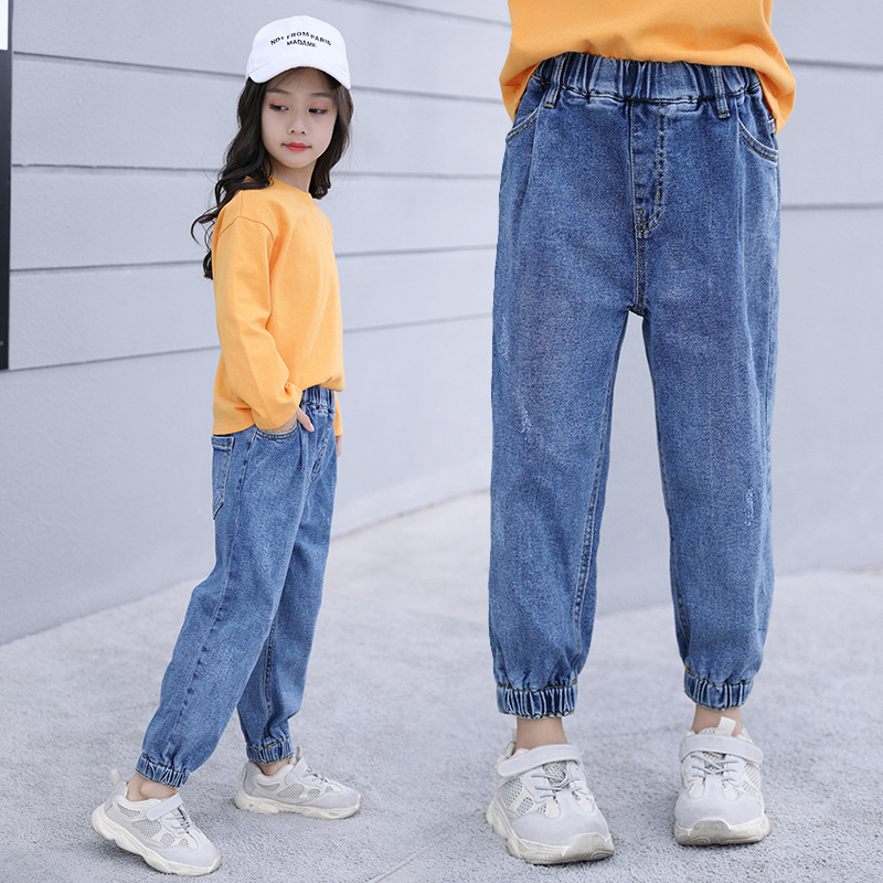 Girls yang quần jean khí mùa xuân mùa thu 3-4 đến 586 97 tuổi Hàn Quốc phiên bản loose-fitting cô bé quần âu