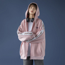 Pink Sports Jacket Woman Spring Autumn Korean version loose baseball clothes Ins tide 100 Ride Port Wind Sweater 2021 New