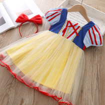 Childrens summer dress mesh lace court style flower skirt Childrens Western style short-sleeved new tutu women