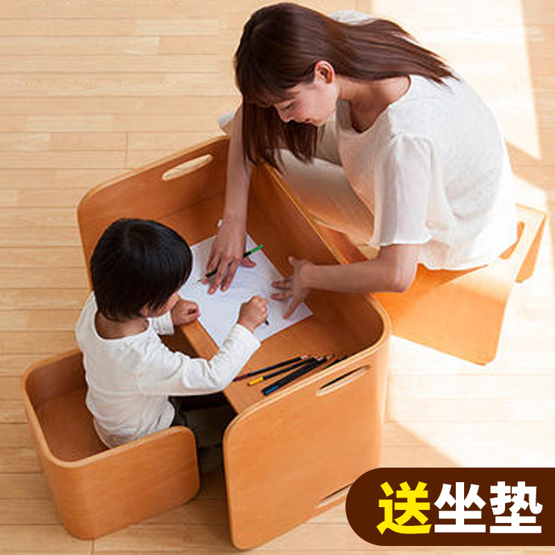 Children's writing desk and chair set kindergarten baby multi-functional learning table home combination solid wood stool painting table and chair