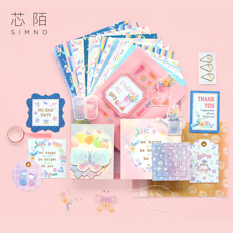 Core Strangler Ledger Material Paper Big Gift Package Suit Little Fresh Hand Ledger stickers DIY Handbooks This background Paper Printing ins Decorative Girl Hearts Beating Bottom Retro Collage of Vitriol Paper Bronzed Convenience Stickers