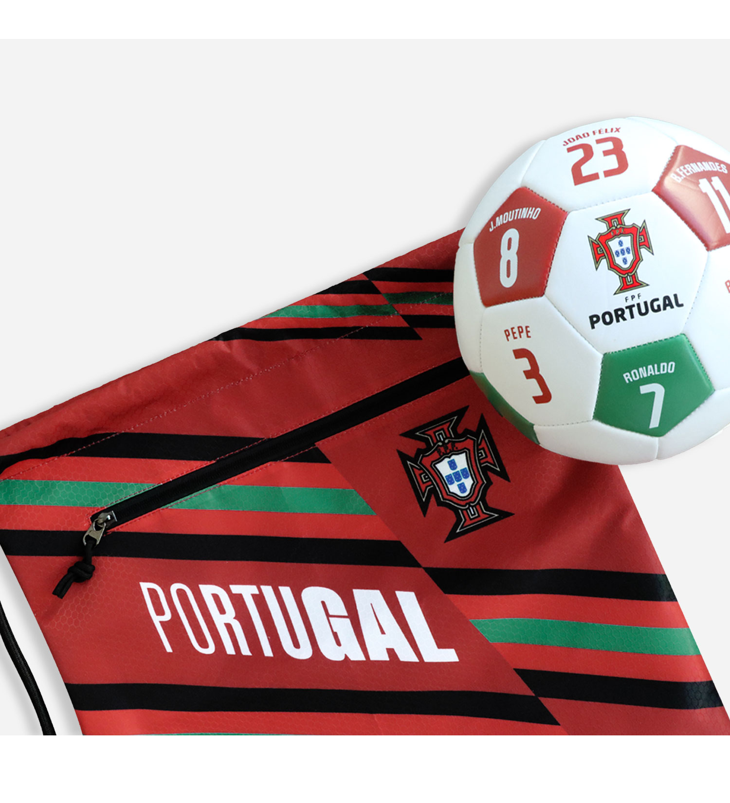 Portugal National Team Official Football Fitness Striped Drawstring Bag