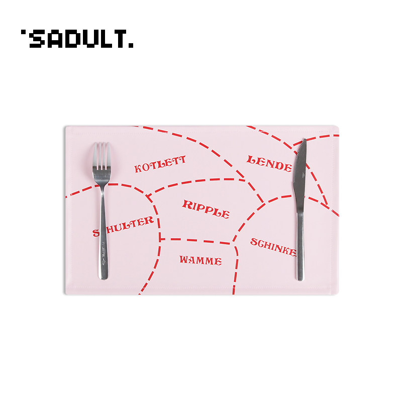 Creative cute pink pig ins leather Western placemat cloth square bowl pad Waterproof and dirt-resistant PVC eating mat tide brand