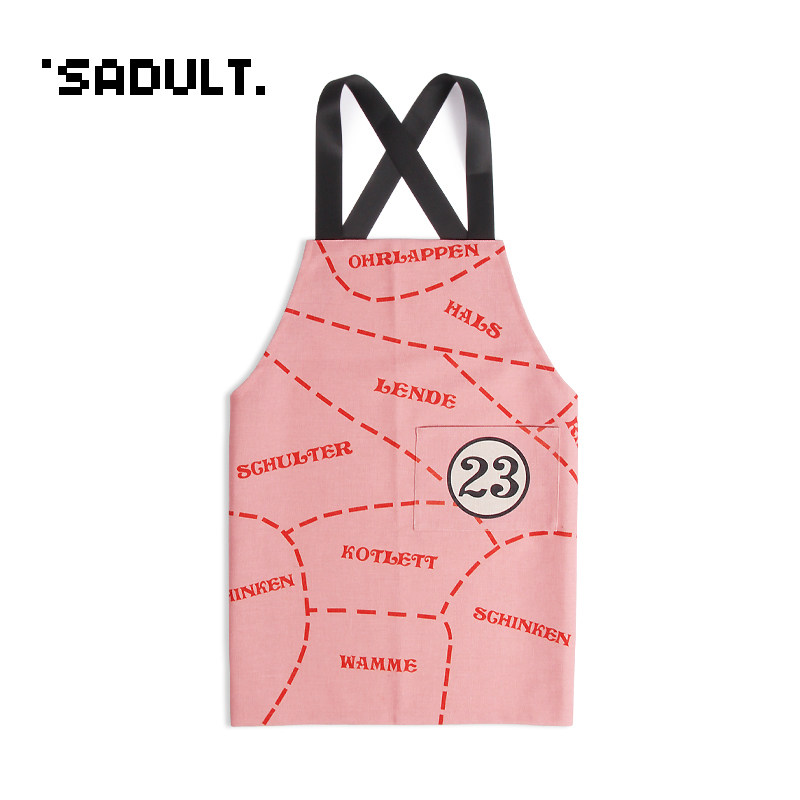 Cute and creative to blame for the Pink Pig Breast Milk Tea Shop Kitchen Cooking Apron Cotton Linen Sleeveless Vest Style Thickening