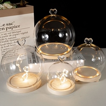 Eternal flower glass cover transparent gift display box decoration hand-made diy dried flower round dust cover crafts