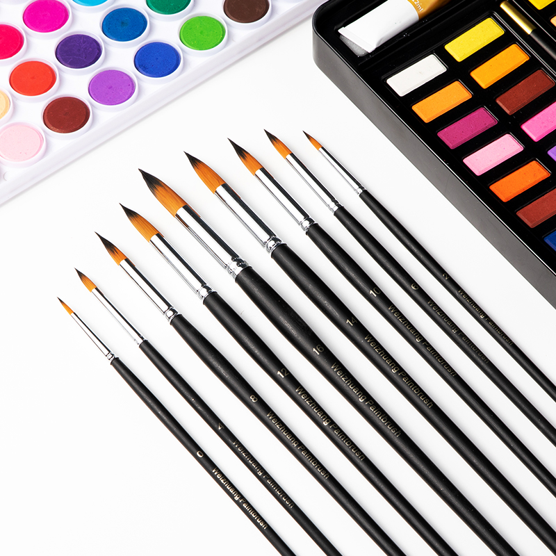 Nylon Hair Oil Paintbrush Water Powder Watercolor Beginner Students Examination United Pen head Pointed Propylene Fine Pen Suit