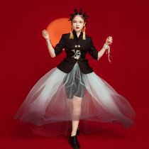 Childrens high-end temperament dress auto show show stage performance girl suit suit suit set national tide domineering