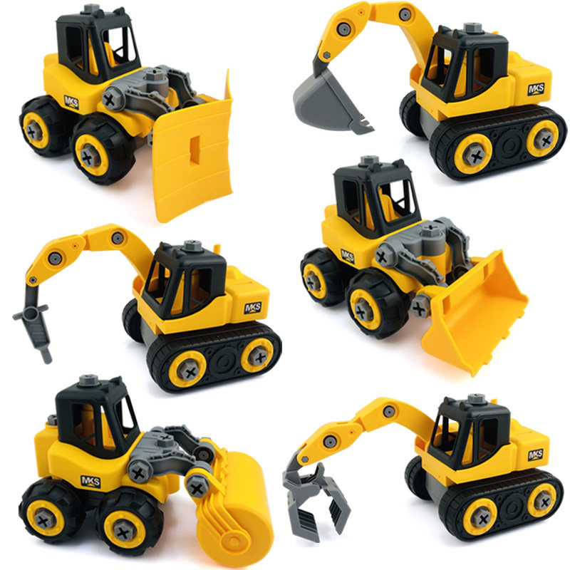 Detachable children's engineering car toy small number screw boy hands-on puzzle assembly and disassembly excavator suit-Taobao