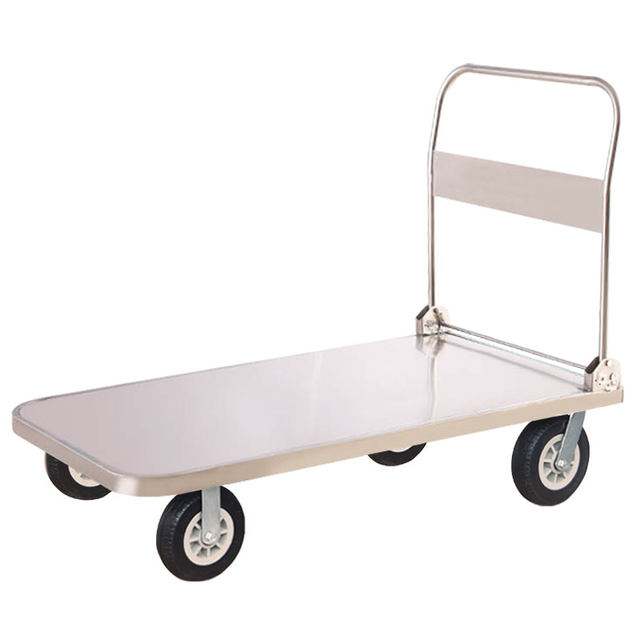 Handun stainless steel flatbed trolley folding transport truck silent push truck trolley cargo trailer ລົດດຶງຂະຫນາດນ້ອຍ