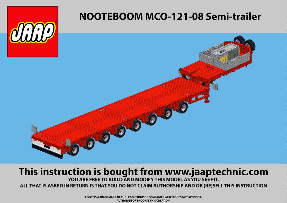 LEGO乐高工程车载具MOC 卡车拖板红拖挂长两款搭建PDF图纸