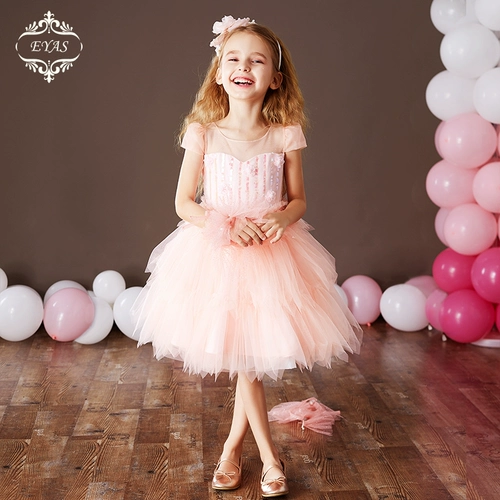 Наряд маленькой принцессы, розовый наряд для музыкальных выступлений, короткое платье, подарок на день рождения, в западном стиле