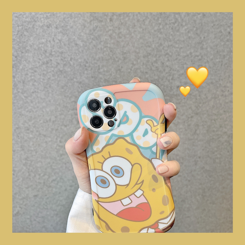 ins cartoon spongebob iphone12 13 mobile phone case apple 11promax creative all-inclusive xsmax xr couple 7p 8plus anti-fall 1