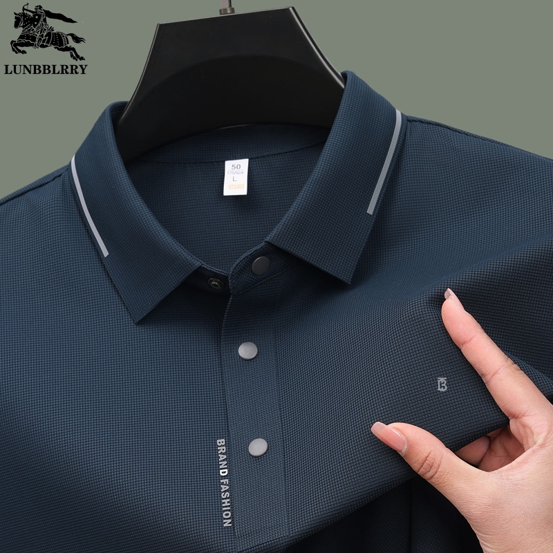 British Burberry Short-Sleeved T-Shirt for Men 2026 New Style Mulberry Silk Summer High-End Dad Wear Lapel Polo Shirt British Burberry Short-Sleeved T-Shirt for Men 2026 New Style Mulberry Silk Summer High-End Dad Wear Lapel Polo Shirt