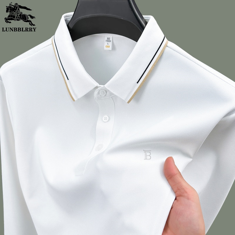 Luxury British Burberry Men's Long-Sleeved T-Shirt Made of Mulberry Silk 2026 New Spring and Autumn Polo Shirt Top Luxury British Burberry Men's Long-Sleeved T-Shirt Made of Mulberry Silk 2026 New Spring and Autumn Polo Shirt Top