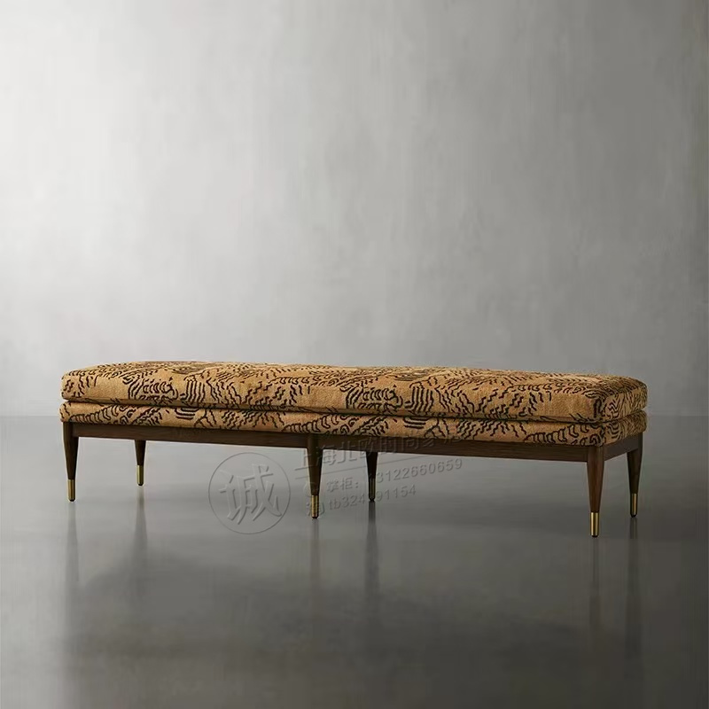 French-Style Minimalist Tiger Mountain Pattern Sofa, Bedroom End-Of-Bed Bench, Vintage Designer Shoe-Changing Bench, Light Luxury Tea Bench, Long Bench French-Style Minimalist Tiger Mountain Pattern Sofa, Bedroom End-Of-Bed Bench, Vintage Designer Shoe-Changing Bench, Light Luxury Tea Bench, Long Bench