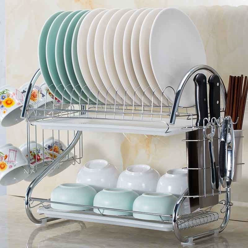 Đồ dùng nhà bếp dụng cụ nhỏ kệ cửa hàng bách hóa kệ đặt bát đĩa kệ bát đĩa đũa lưu trữ cống. - Micrô