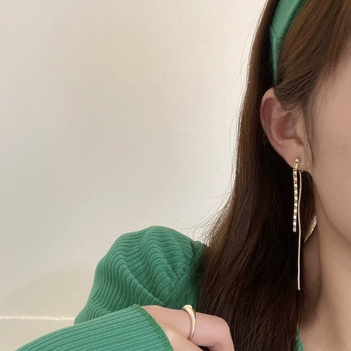 Серебряная игла, брендовые креативные серьги, цепь, серебро 925 пробы, двойное ношение