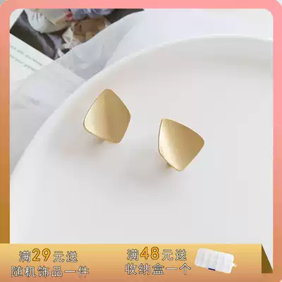 S925 silver simple geometric diamond earrings elegant temperament matte ear clip no ear hole Street Photo fashion earring female 55