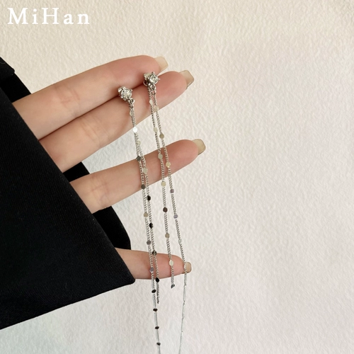 觅韩 Длинные модные серьги, серебро 925 пробы, 2024 года, яркий броский стиль, изысканный стиль