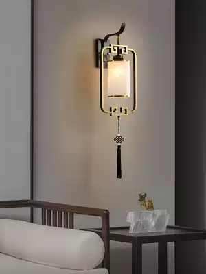 New Chinese style retro all-copper wall lamp Bedroom bed head lamp Living room background wall Hotel villa corridor aisle stair lamp