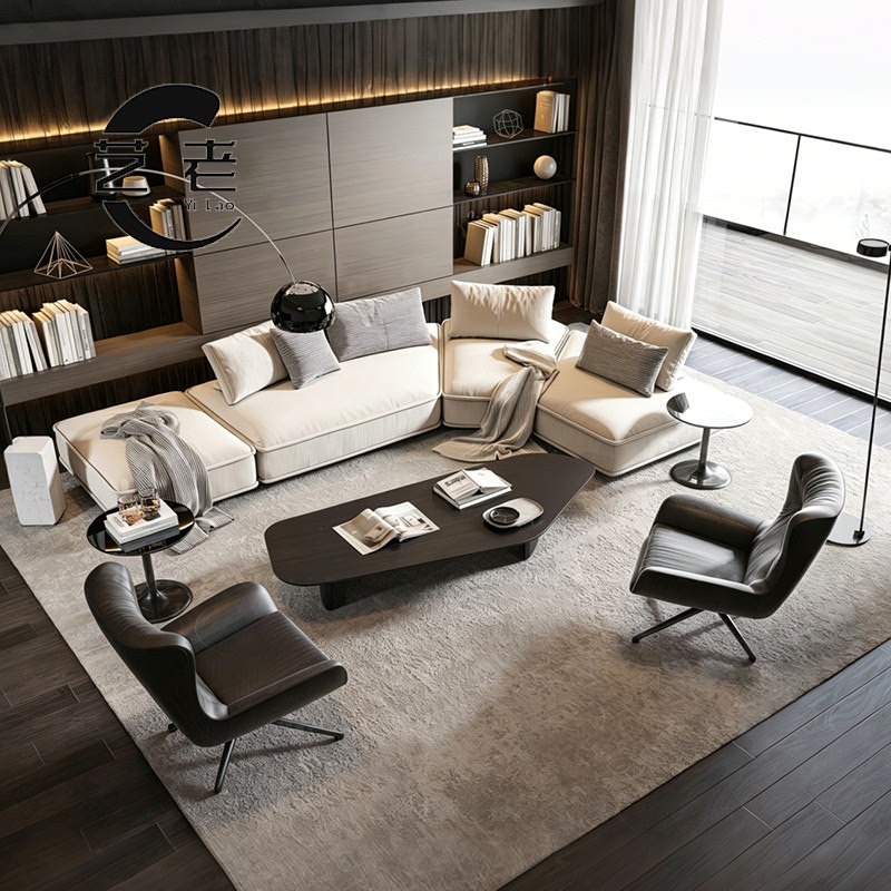 Modern Minimalist Hotel Lobby Clubhouse Reception Sofa Sales Office Beauty Salon Rest Reception Curved Sofa