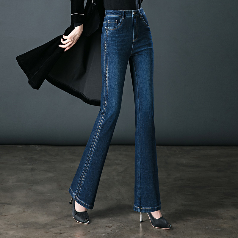 Flared Jeans for Women 2026 Spring and Autumn New Style Middle-Aged Mom Pants High-Waisted Slimming Plus Size Straight-Leg Bell-Bottom Pants