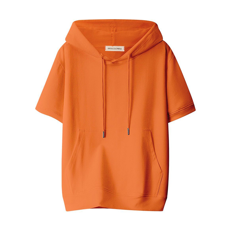Hooded Solid Color Short-Sleeved T-Shirt for Women 2026 Summer New Loose Large Size Casual Hooded Half-Sleeve Top