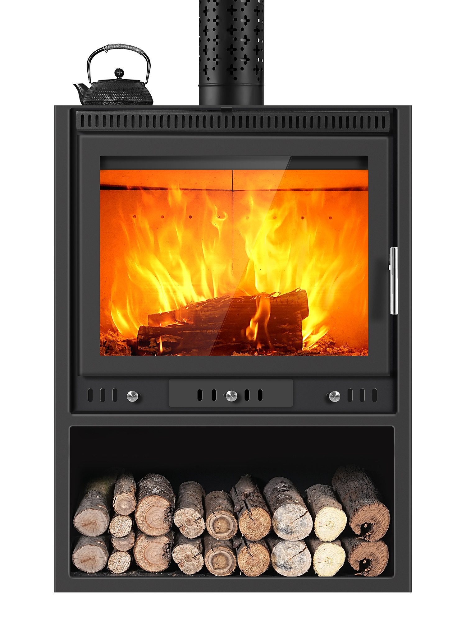 Retro European-Style Real Fire Fireplace, Wood-Burning Heating Stove, Homestay Villa, Rural Self-Built House Decoration, Household Cast Iron