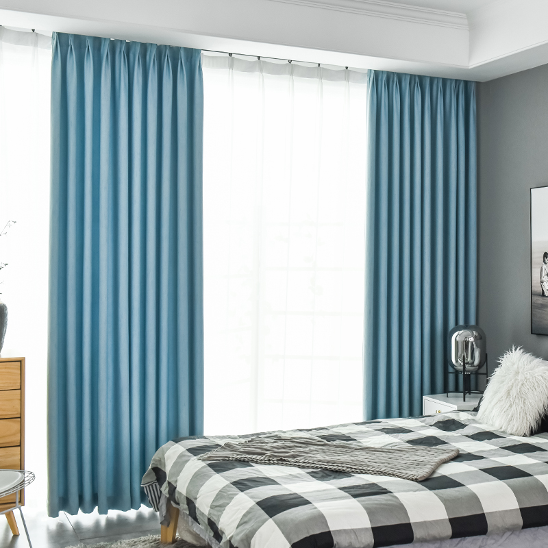 Zhenyuan ~ Curtain finished Nordic minimalist style living room bedroom shading and heat insulation new versatile bay window curtains