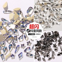 Beauty nail colored small square brick flat bottom small square drill with extreme light drilling small number Alien Mini 2022 new nail ornament