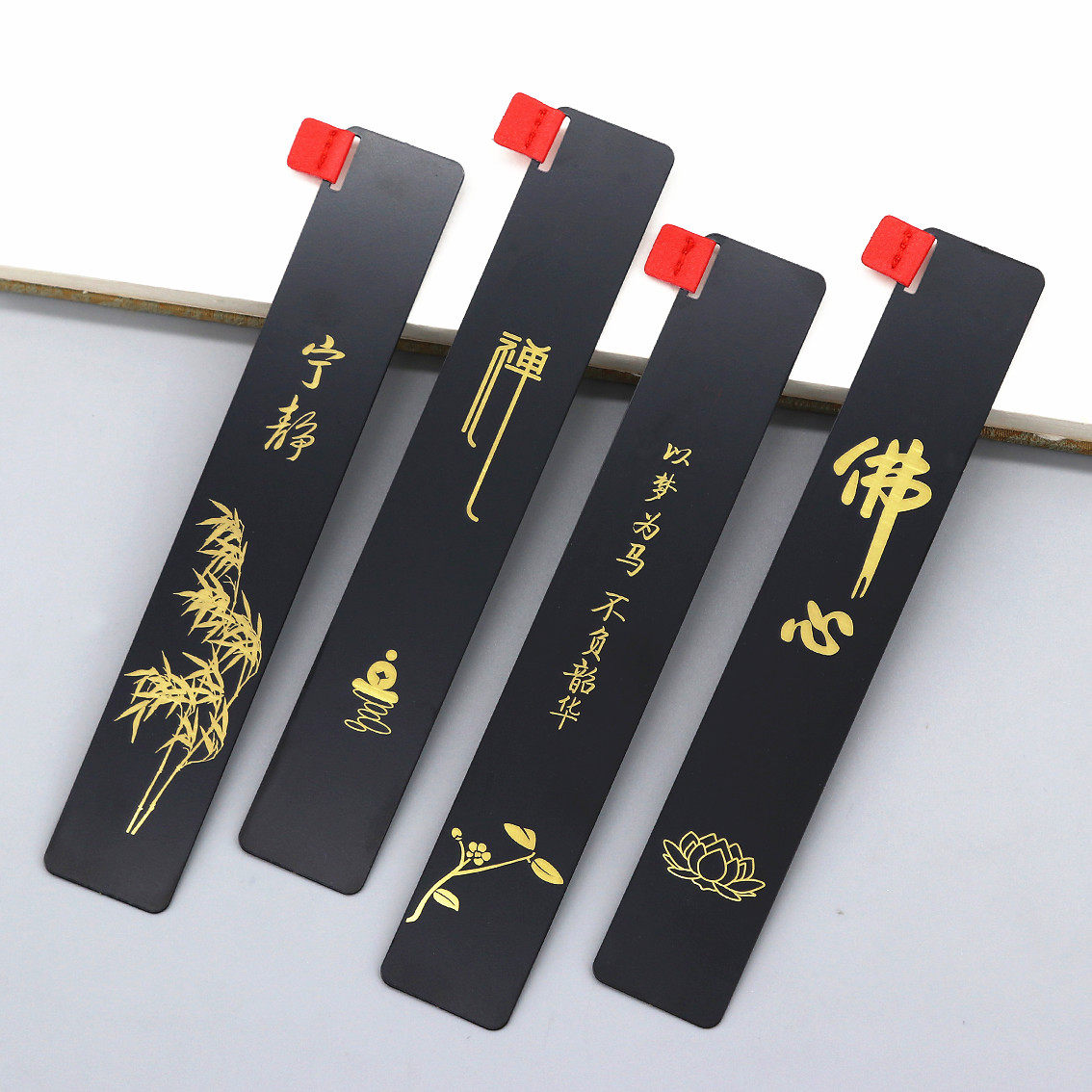 China Wind Brass Zen Culture Leather Gift Bookmark Festival Wendy Business Fine Gift Customizable Enterprise Logo Delicacy Gift Box Gift Set Bookmark