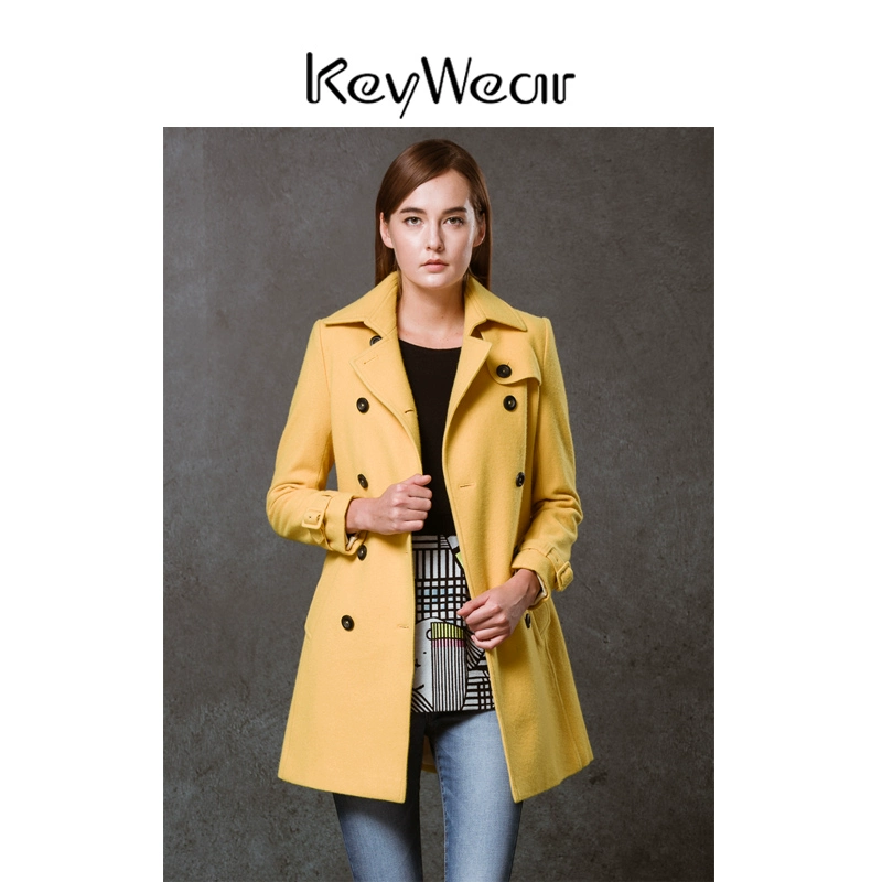 Key Wear Áo len nữ thời trang cổ điển của Đài Loan - Trung bình và dài Coat