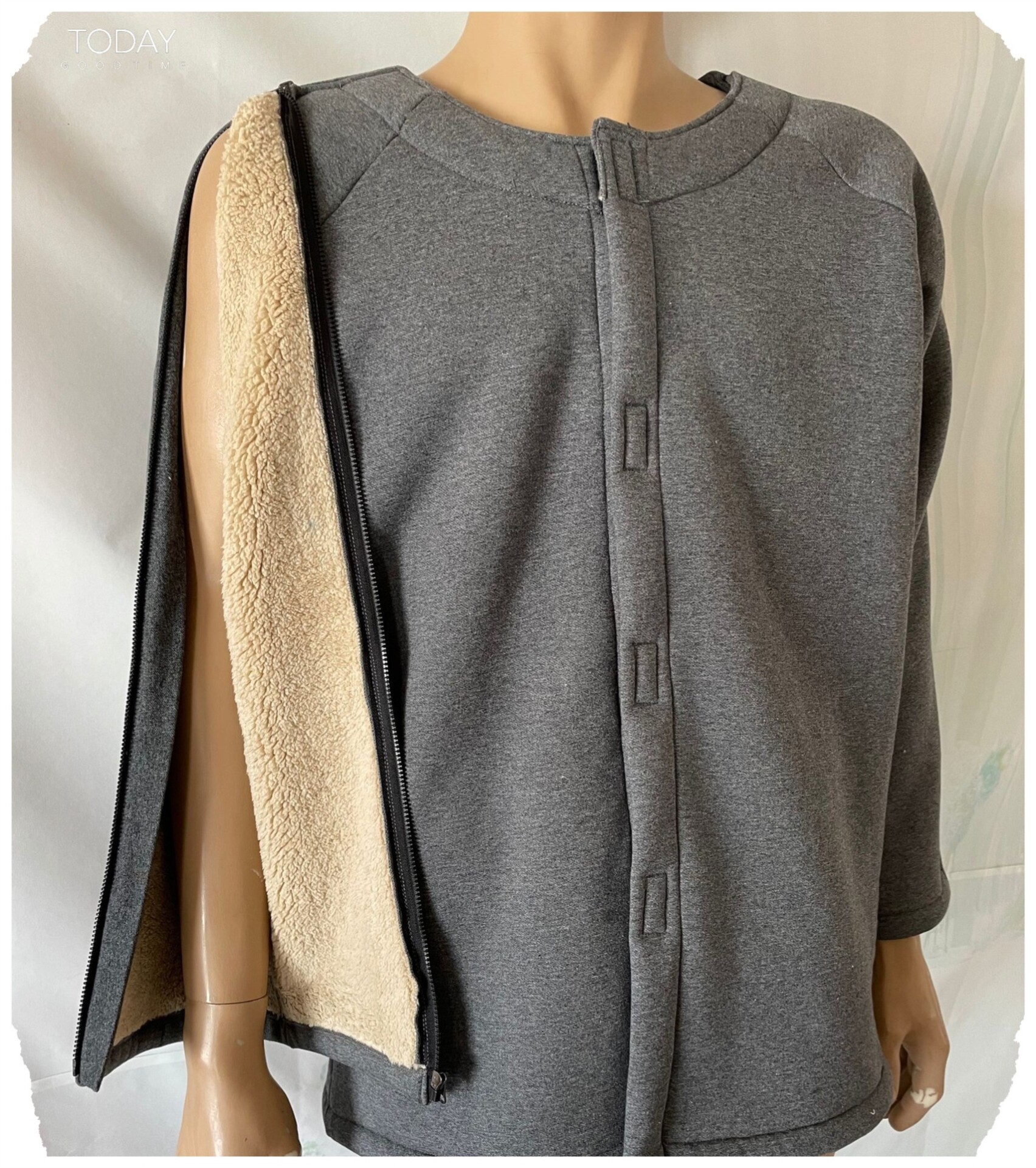 Arm injury special clothes arm fracture convenient for paralyzed patients side zipper pajamas long-sleeved cotton pajamas spring and autumn